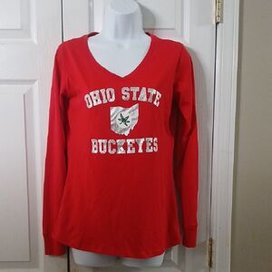 Ohio State Buckeyes Red Women's  Long Sleeve Football  Fan Top Sz M NWOT